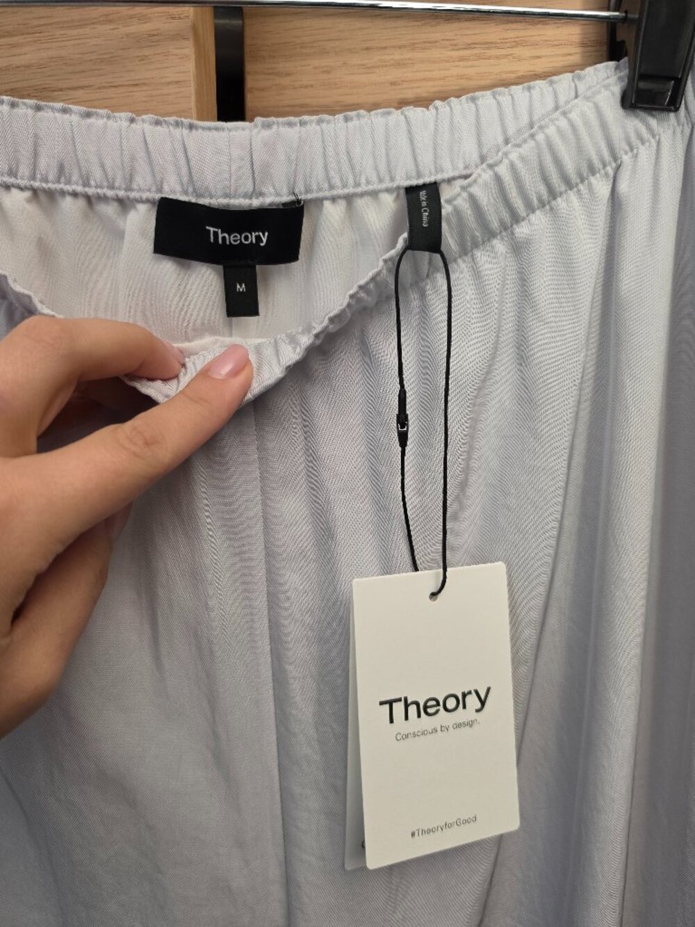 Theory Slit Pull-On Wide Leg Pants Pastel Grey M NWT - Picture 6 of 10